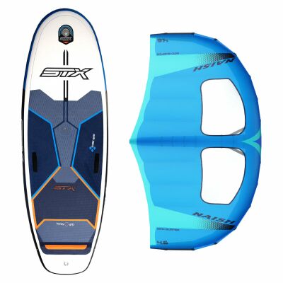 STX Wingsurf Set - STX inflatable Crossover Board + Naish Wingsurfer 6 qm² Blau
